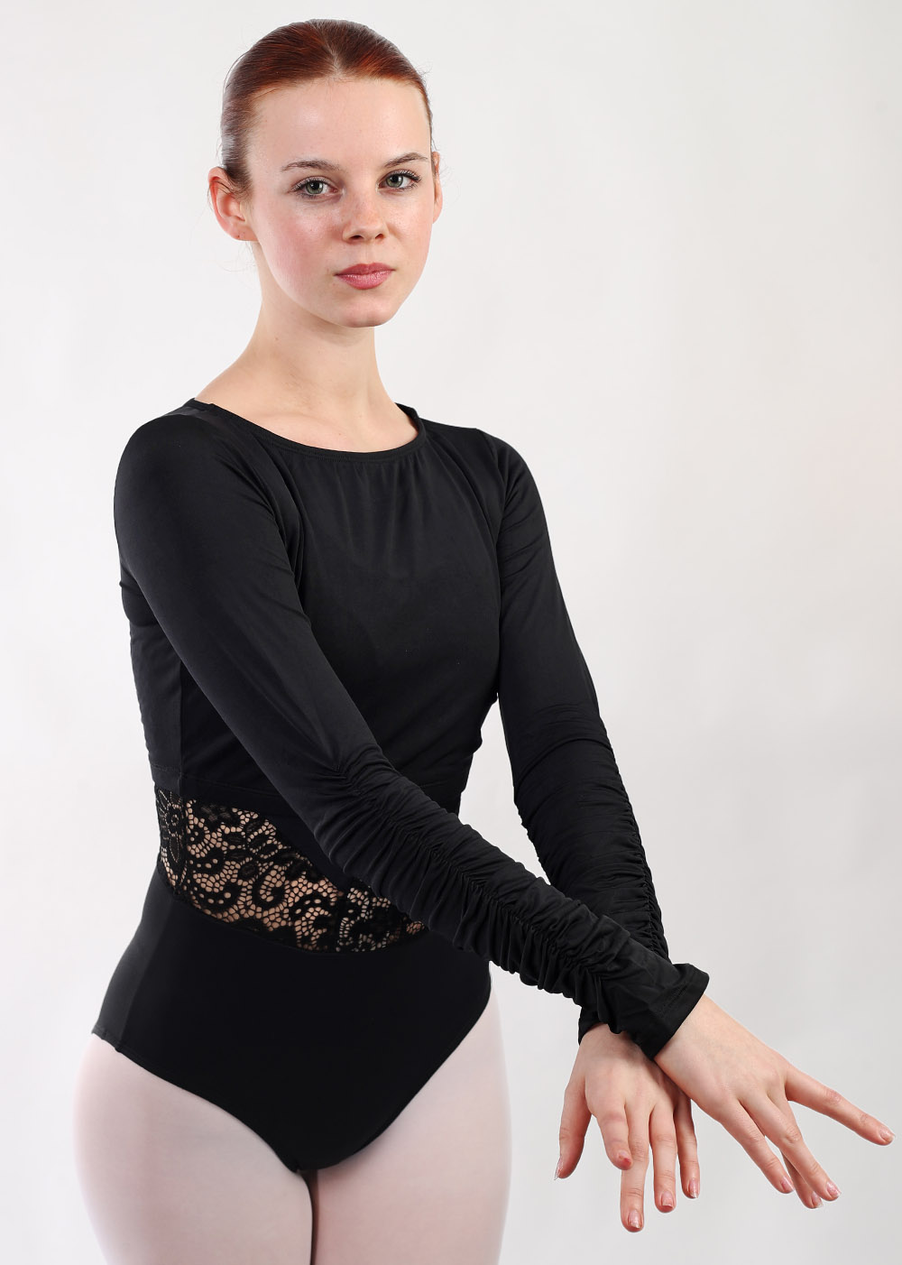 Kurzes Top Microfaser schwarz, lange Arme P1190 19.90