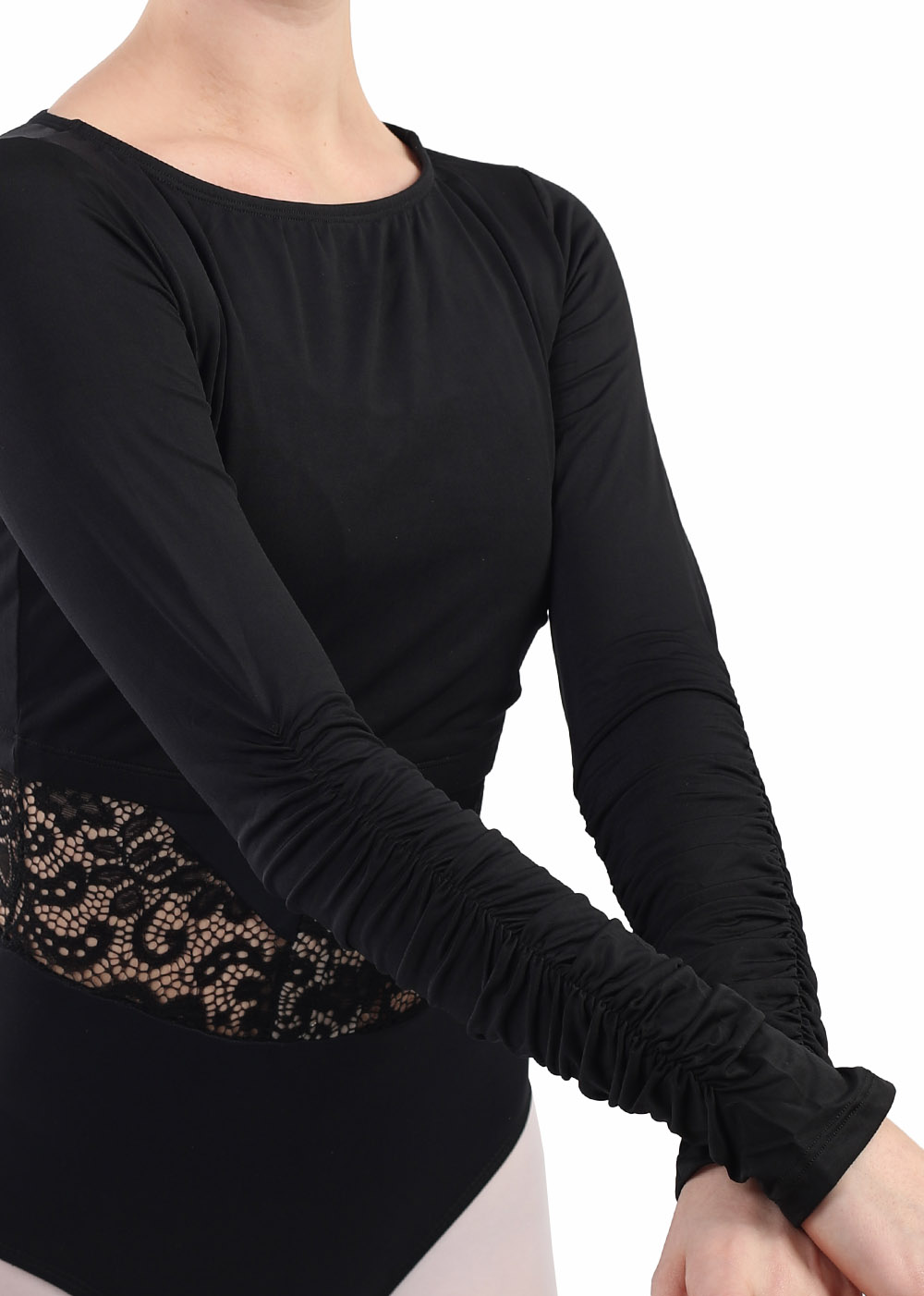 Kurzes Top Microfaser schwarz, lange Arme P1190 19.90