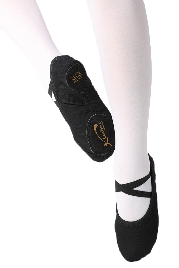 COSBOW Ballettschuhe Stretchleinen CBS104 nur 13.90 € geteilte Sohle, schwarz 27-45-- Ballettschläppchen -