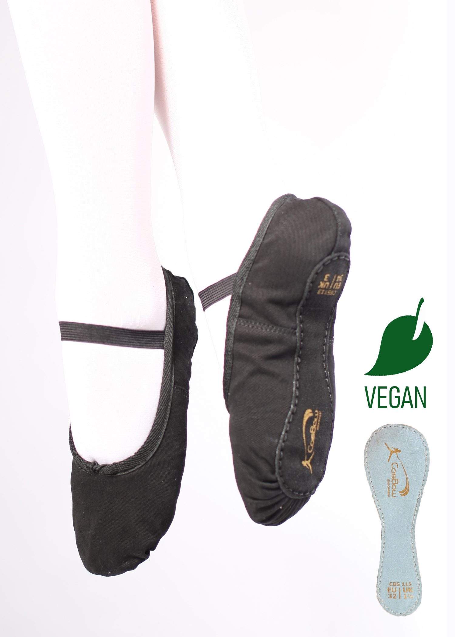 COSBOW Ballettschuhe Vegan ganze Sohle, schwarz CBS115 13.90