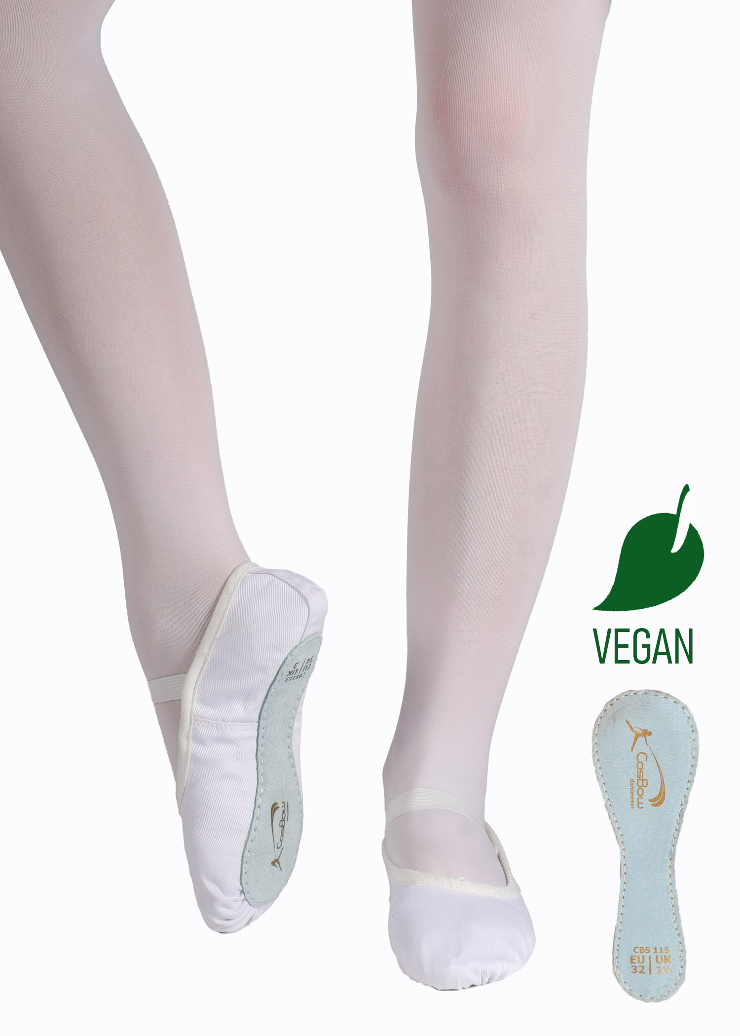COSBOW Ballettschuhe Vegan ganze Sohle, weiß CBS115 13.90