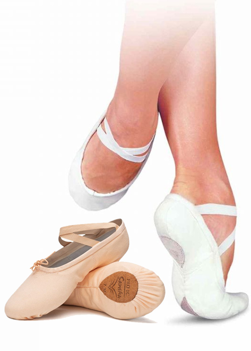 SANSHA Ballettschläppchen Leinen 1C PRO nur 21.90 € geteilte Sohle, Weite M--  -