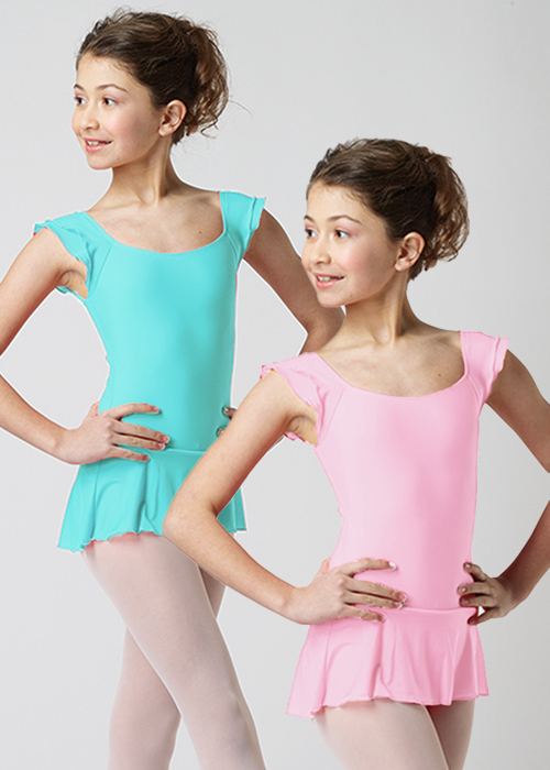 VICARD Trikot mit Flatterärmchen und Rock TN62 nur 35.90 € rose, rose thé, aqua-- Ballettanzug -